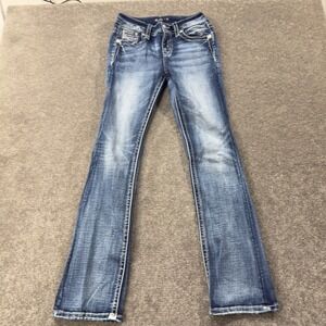 Miss Me Tailored Bootcut Jeans Womens 25 Blue Mid Rise Embellished E44SB57R M754